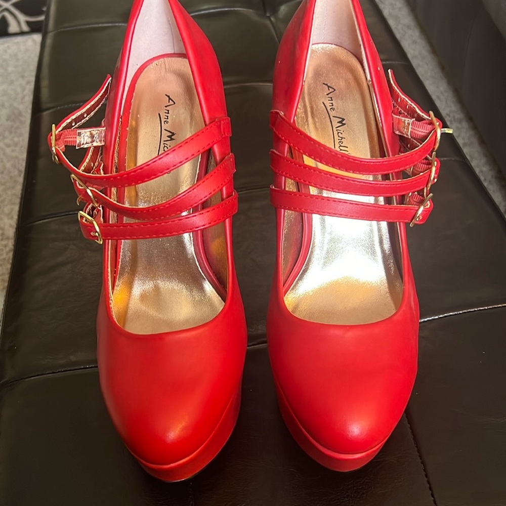 Red strappy heels